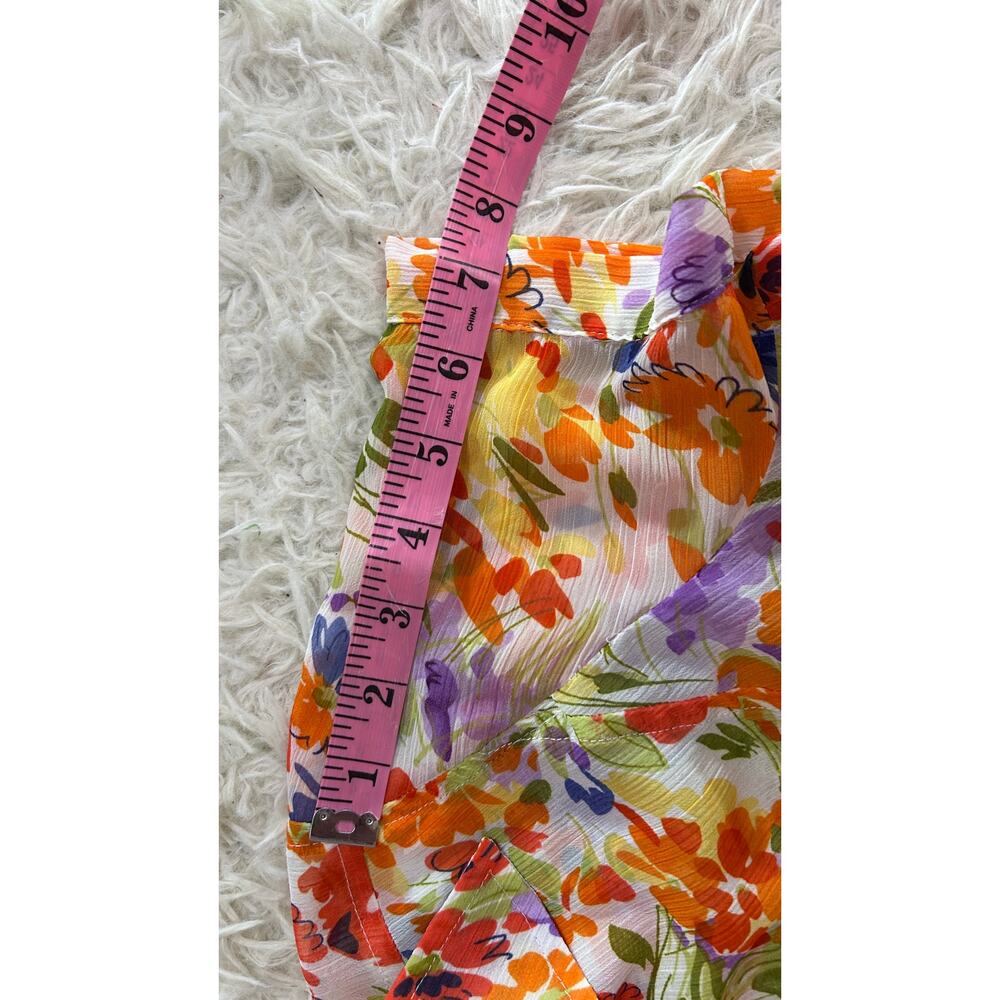 Apparenza Women's Size 1X Multicolor Floral Sheer Button Up Blouse #0388 - Picture 9 of 11